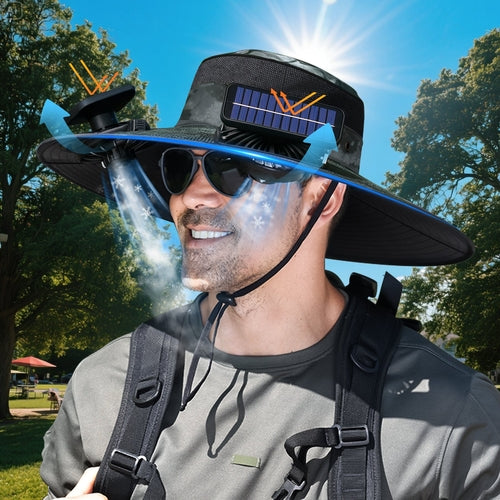 UPF50+ Solar cooling fan cap, Solar fan cap and USBcharging -Cooling