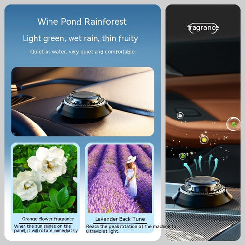 Portable Kinetic Car Air Freshener Solar Powered Double Ring Rotating