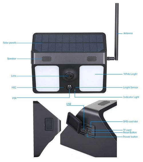 Solar Power Camera IP WiFi Wide-angle outdoor CCTV Security Yard Lamp