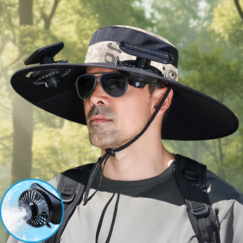 UPF50+ Solar cooling fan cap, Solar fan cap and USBcharging -Cooling