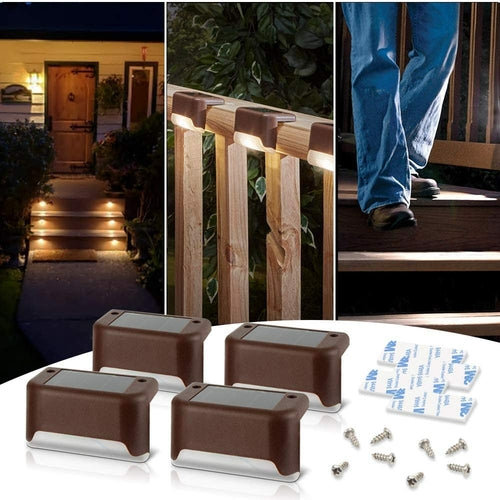 4Pcs Solar Deck Lights Outdoor Waterproof for Patio Step and Pathway