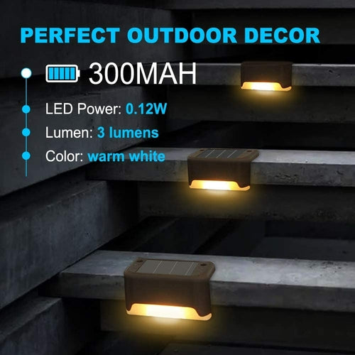 4Pcs Solar Deck Lights Outdoor Waterproof for Patio Step and Pathway
