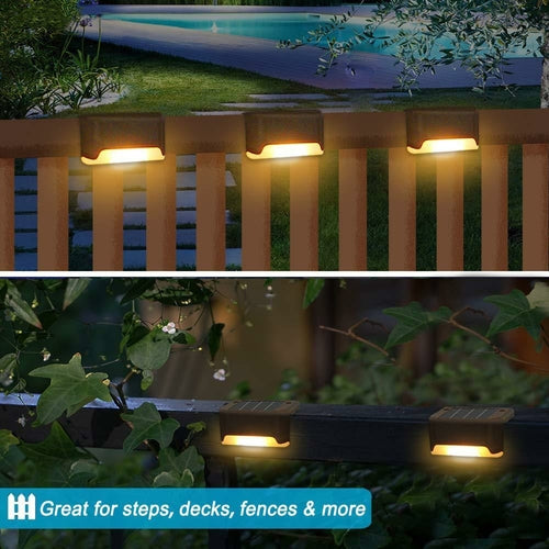 4Pcs Solar Deck Lights Outdoor Waterproof for Patio Step and Pathway
