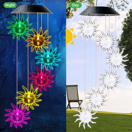 Low Voltage LED Sunflower Solar Wind Chimes Color Changing Outdoor