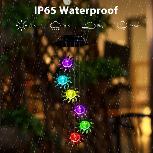 Low Voltage LED Sunflower Solar Wind Chimes Color Changing Outdoor