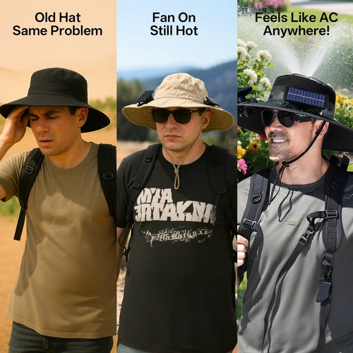 UPF50+ Solar cooling fan cap, Solar fan cap and USBcharging -Cooling