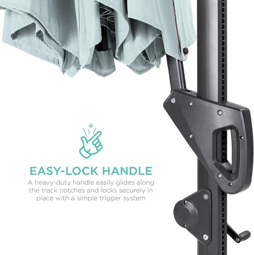 10Ft Solar LED Cantilever Patio Umbrella, 360-Degree Rotation Hanging