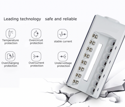 8 Slot Battery Charger For Ni-MH Ni-CD AA AAA Rechargeable Batteries