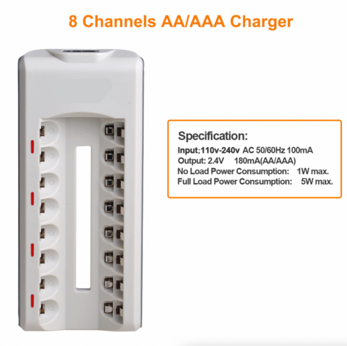 8 Slot Battery Charger For Ni-MH Ni-CD AA AAA Rechargeable Batteries
