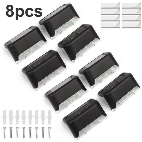 8 Pack New Solar Deck Lights Outdoor Waterproof LED Steps Lamps For