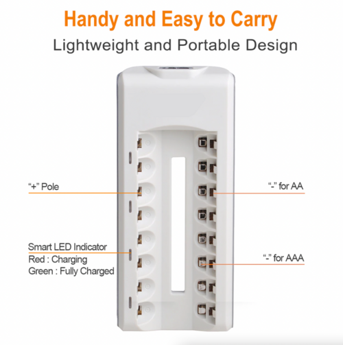 8 Slot Battery Charger For Ni-MH Ni-CD AA AAA Rechargeable Batteries
