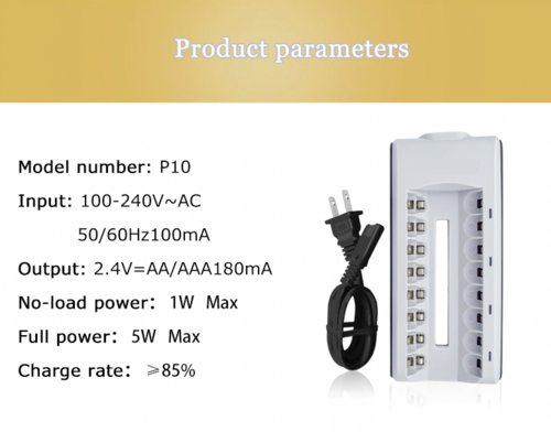 8 Slot Battery Charger For Ni-MH Ni-CD AA AAA Rechargeable Batteries