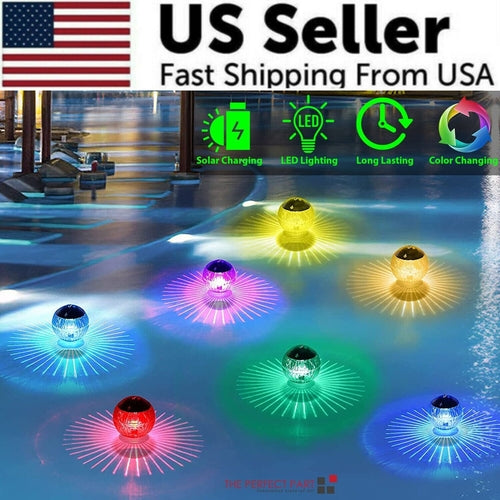 Outdoor Solar LED Floating Light Garden Pond Pool Lamp Rotating RGB