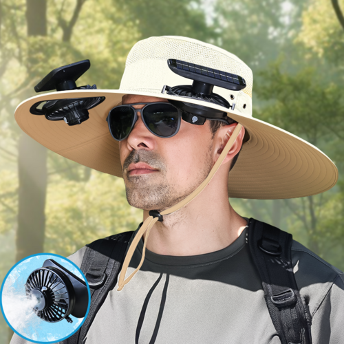 UPF50+ Solar cooling fan cap, Solar fan cap and USBcharging -Cooling