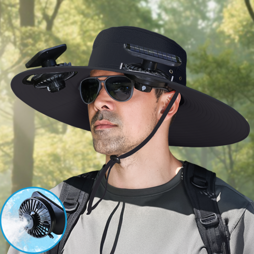 UPF50+ Solar cooling fan cap, Solar fan cap and USBcharging -Cooling