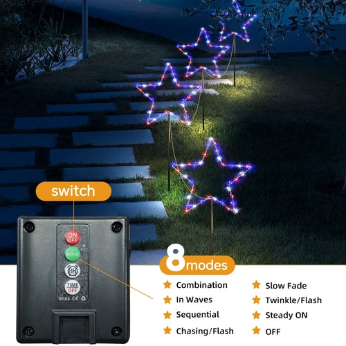 Solar Lights Independence Day Memorial Low Voltage Solar Powered