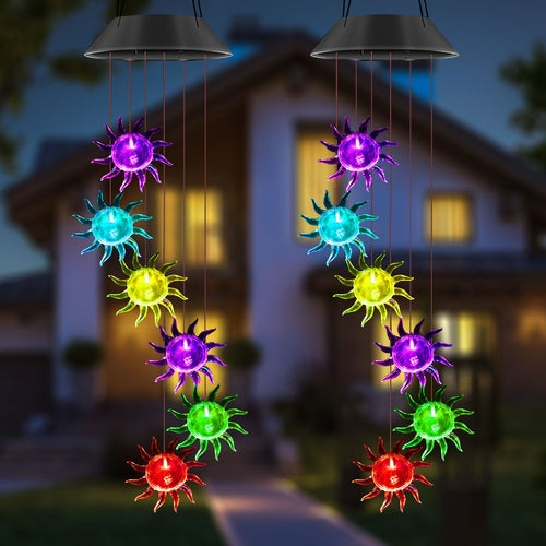 Low Voltage LED Sunflower Solar Wind Chimes Color Changing Outdoor