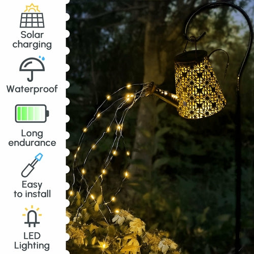 Solar Watering Can Lights Outdoor Decor Hanging Kettle Lantern Light
