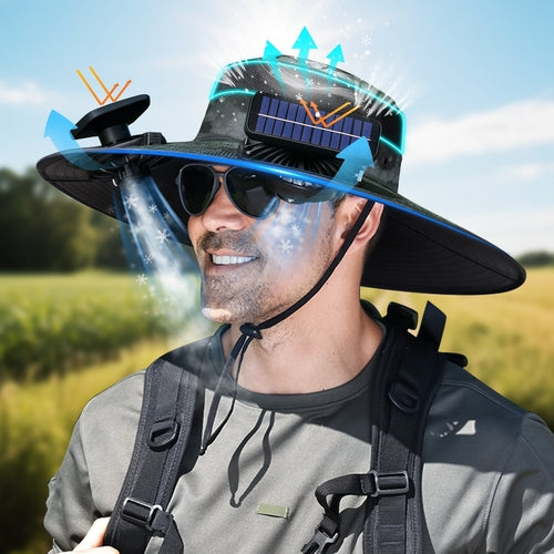 UPF50+ Solar cooling fan cap, Solar fan cap and USBcharging -Cooling