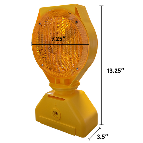 Solar Powered Amber LED Barricade Light 3-Way With 2 Nickel Metal