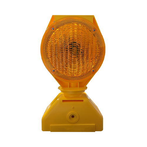 Solar Powered Amber LED Barricade Light 3-Way With 2 Nickel Metal