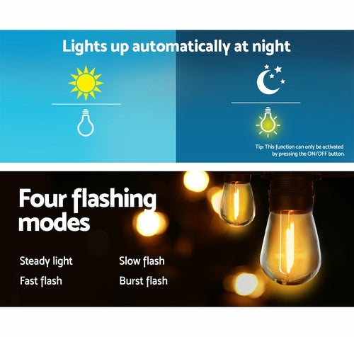 17m Solar Festoon Lights Outdoor LED String Light Christmas Party