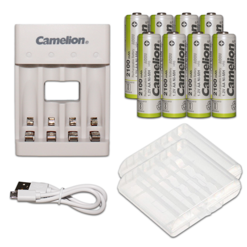 Camelion AA Ni-Mh Always Ready Rechargeable Batteries (8) + Charger