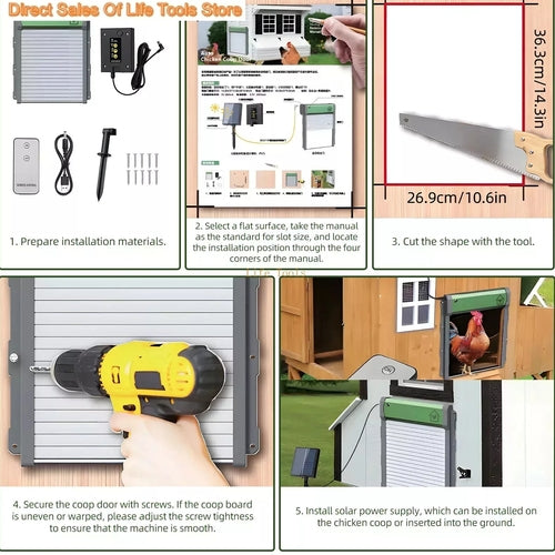 Automatic Chicken Coop Door Solar Powered Aluminum Alloy Chicken Door