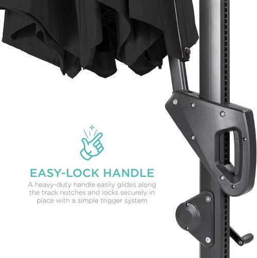 10Ft Solar LED Cantilever Patio Umbrella, 360-Degree Rotation Hanging
