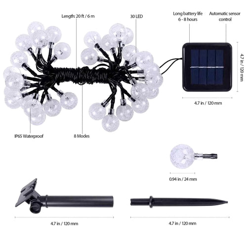 Solar String Light Outdoor 30 LED Powered Garden Path Yard Decor Lamp