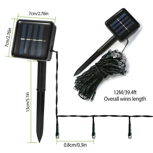 Solar String Lights LED Solar Power Fairy String Light 12M 100 LEDs 8