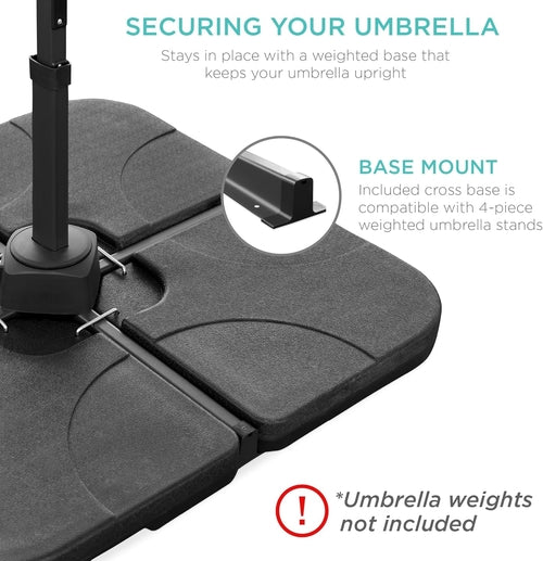 10Ft Solar LED Cantilever Patio Umbrella, 360-Degree Rotation Hanging