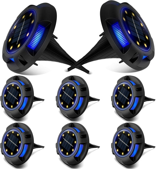 Solar Lamps Ground Lights 8 LED Disk Light Waterproof In-Ground
