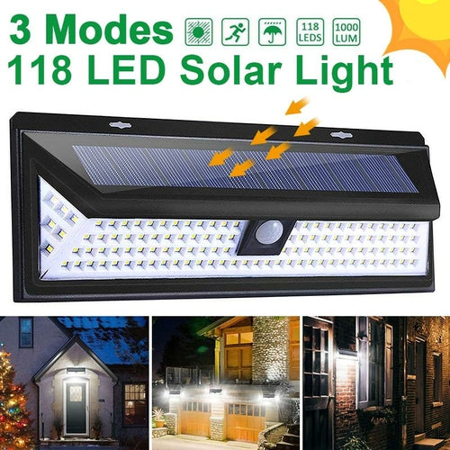 118 LED Solar Light Outdoor Solar Lamp Motion Sensor Solar Powered